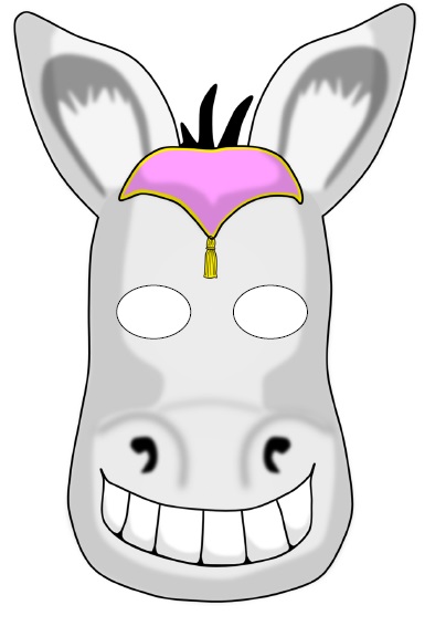 çocuklar için hazır kağıttan Eşşek maskesi şablonu